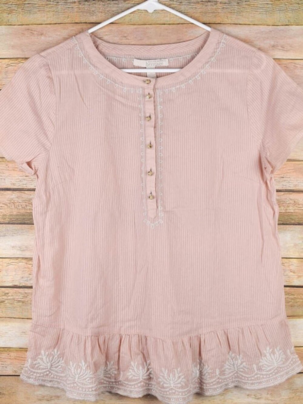 Banana Republic Heritage Womens M Dusty Pink Semi Sheer Peplum Top Blouse SS